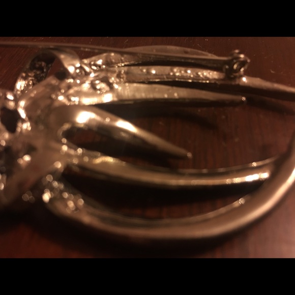 Vintage large silver tone and emerald - Picture 4 of 6